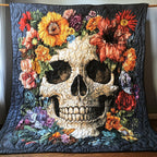 Floral Skull Quilted Blanket printed blanket