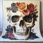 Floral Skull Quilted Blanket printed blanket