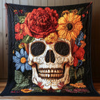 Floral Skull Quilted Blanket printed blanket