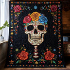 Floral Skull Quilted Blanket printed blanket