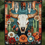Floral Skull Quilted Blanket printed blanket