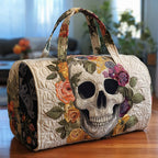 Floral Skull Quilted Duffle Bag printed duffle bag