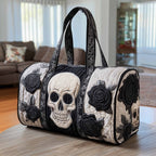 Floral Skull Quilted Duffle Bag printed duffle bag