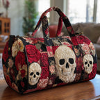 Floral Skull Quilted Duffle Bag printed duffle bag