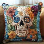 Flower Crown Skull Quilted Cushion Cover printed cushion cover