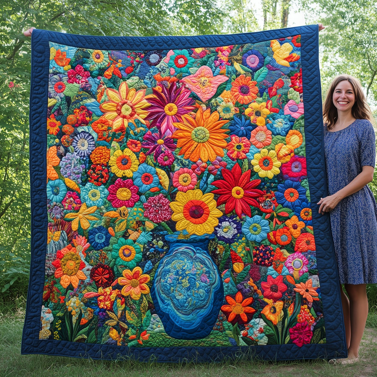 Flower Garden Quilted Blanket printed blanket