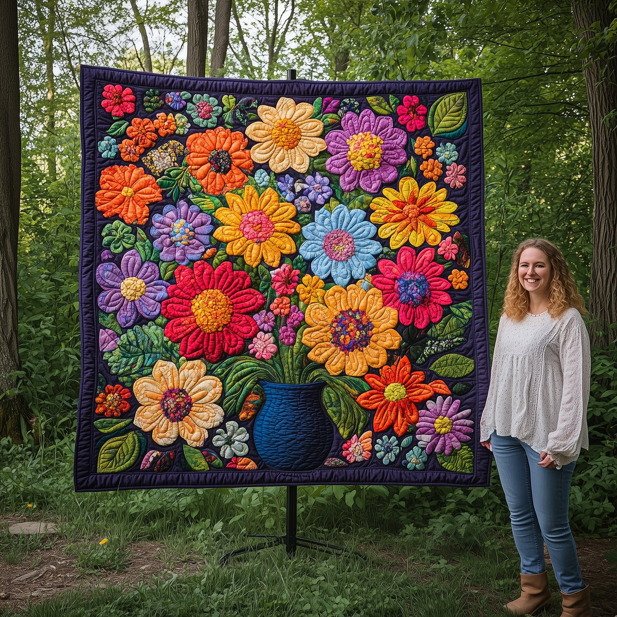 Flower Garden Quilted Blanket printed blanket