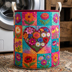 Flower Patchwork Quilted Laundry Hamper printed laundry hamper