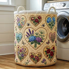 Flower Patchwork Quilted Laundry Hamper printed laundry hamper