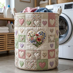 Flower Patchwork Quilted Laundry Hamper printed laundry hamper
