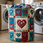 Flower Patchwork Quilted Laundry Hamper printed laundry hamper