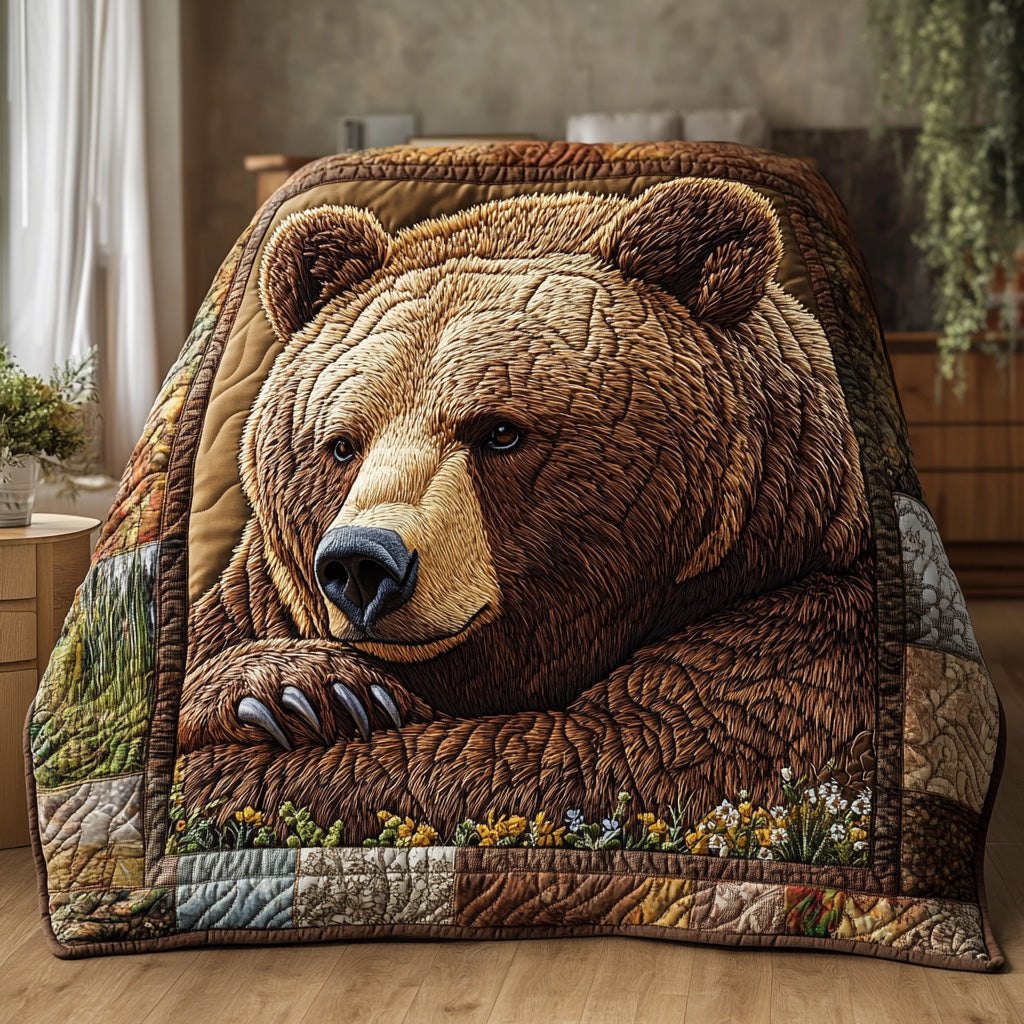 Forest Bear Quilted Blanket printed blanket