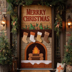 Forest Cabin Hearth Quilted Door Curtain printed door curtain