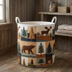 Forest Cabin Quilted Laundry Hamper printed laundry hamper