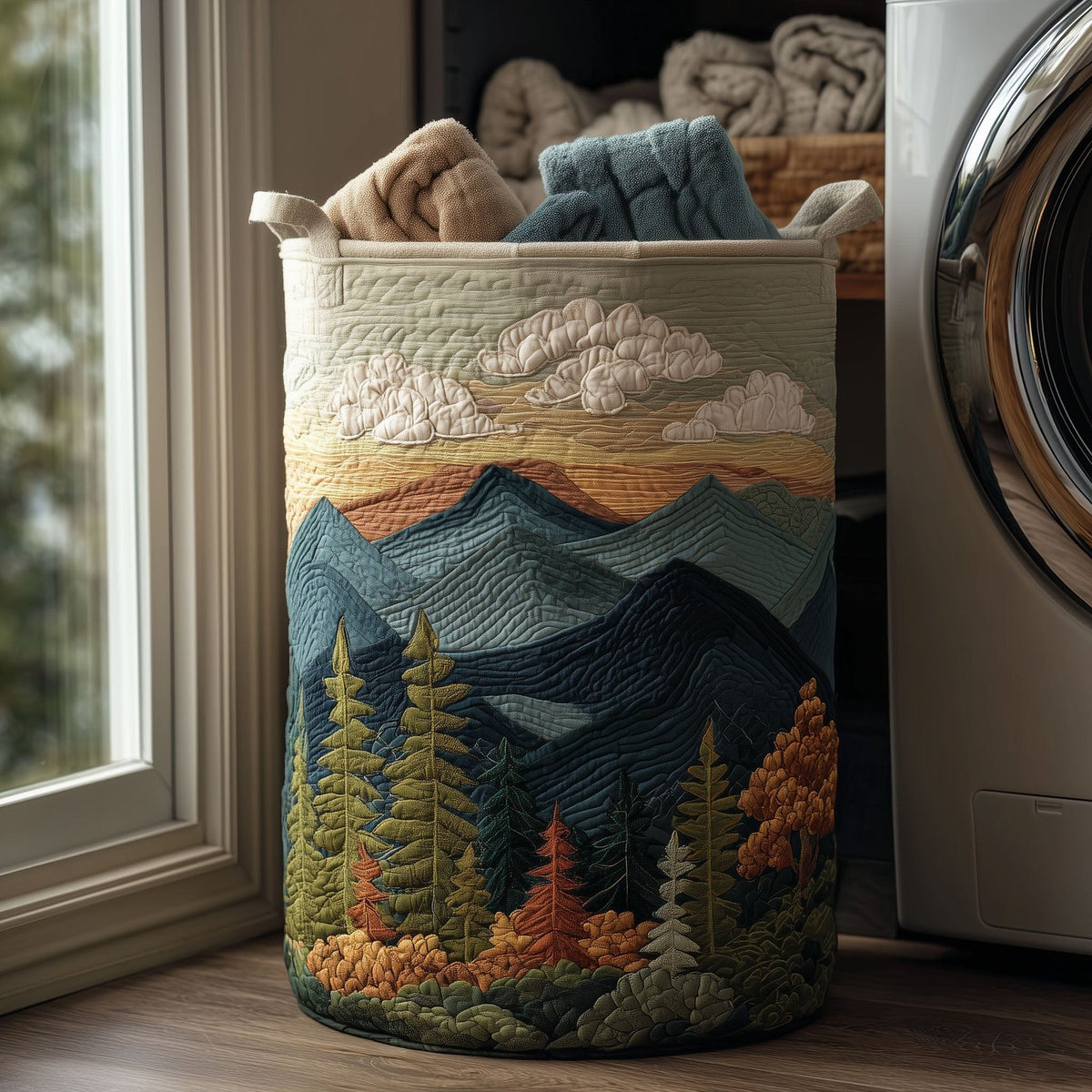 Forest Glow Quilted Laundry Hamper printed laundry hamper