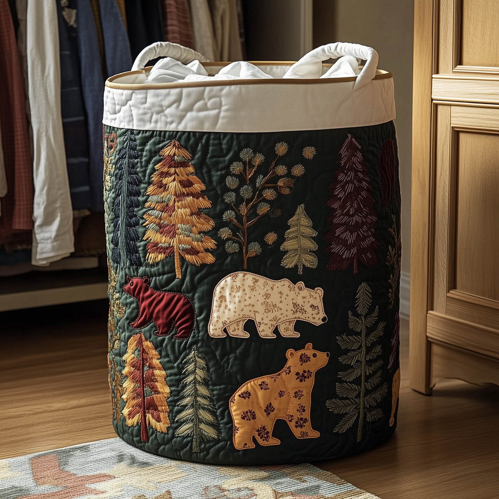 Forest Patchwork Quilted Laundry Hamper printed laundry hamper