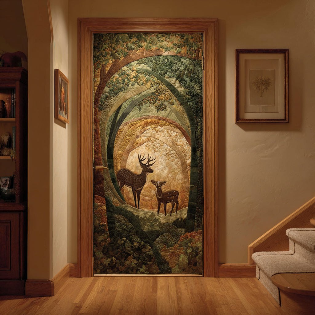 Forest Stag Quilted Door Curtain printed door curtain
