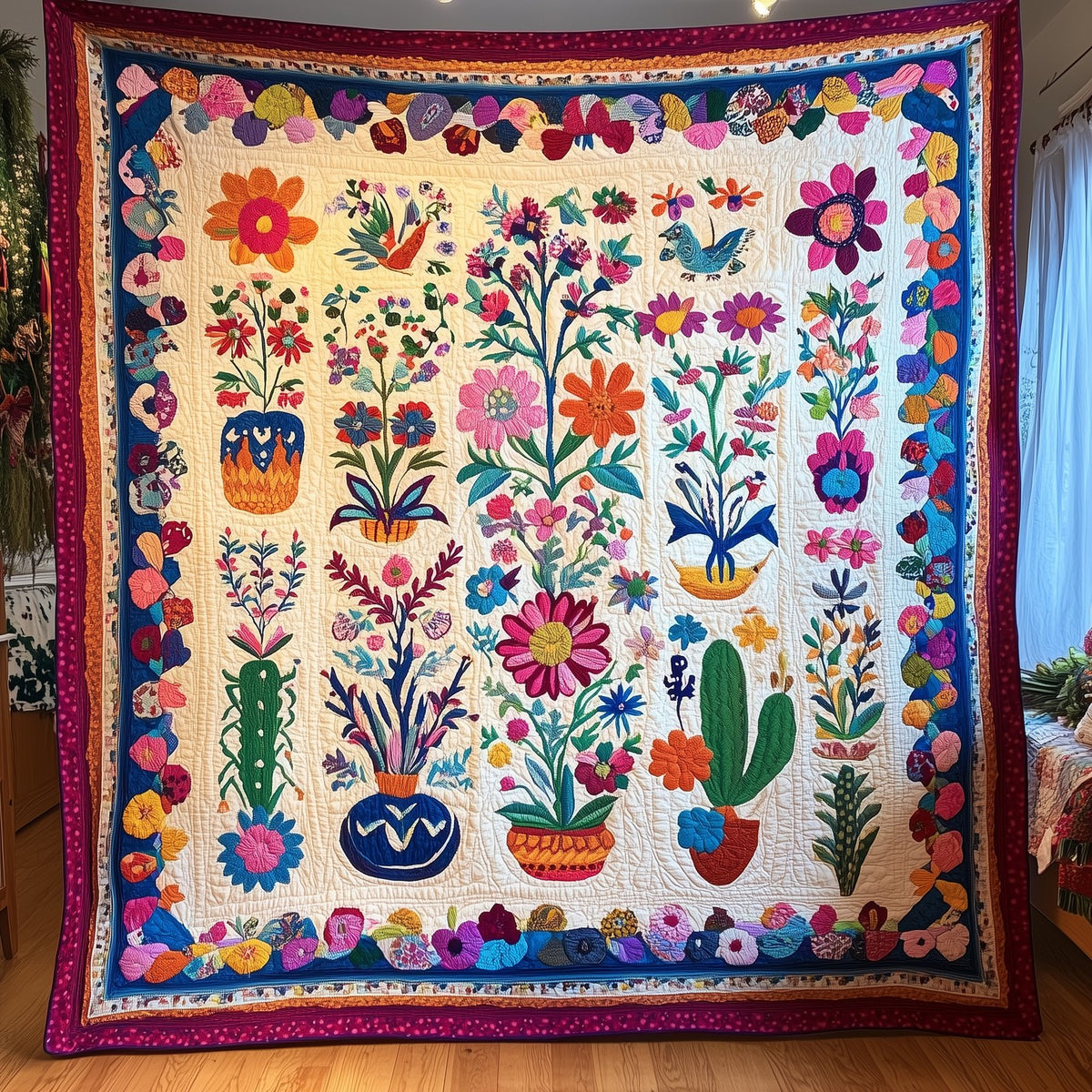 Four-Seasons Eternal Blossoms Quilted Blanket printed blanket