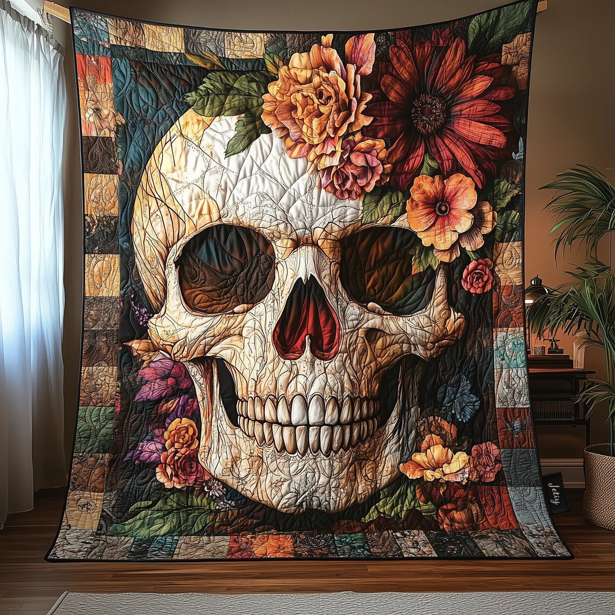 Free Mind Skull Quilted Blanket printed blanket