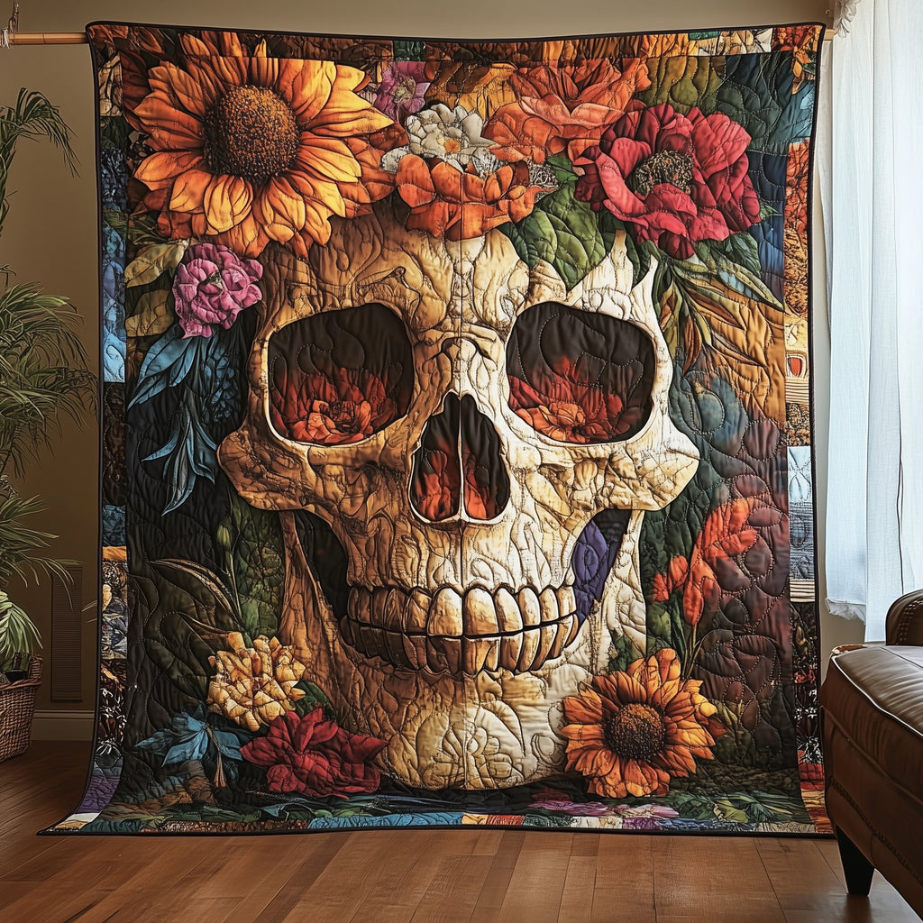 Free Mind Skull Quilted Blanket printed blanket