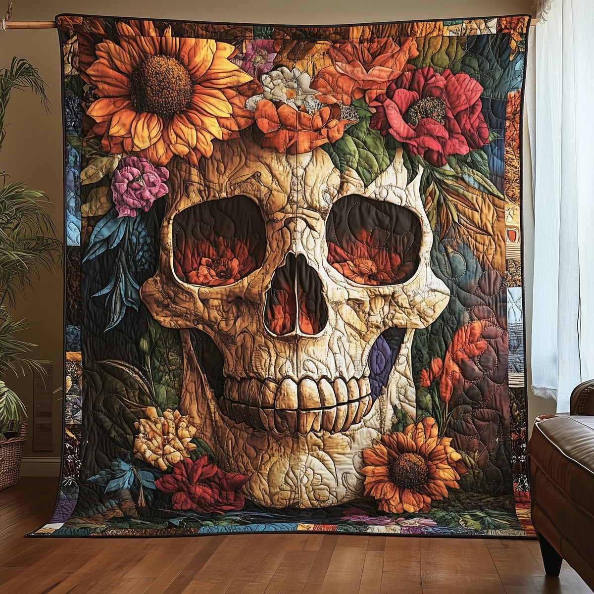 Free Mind Skull Quilted Blanket printed blanket