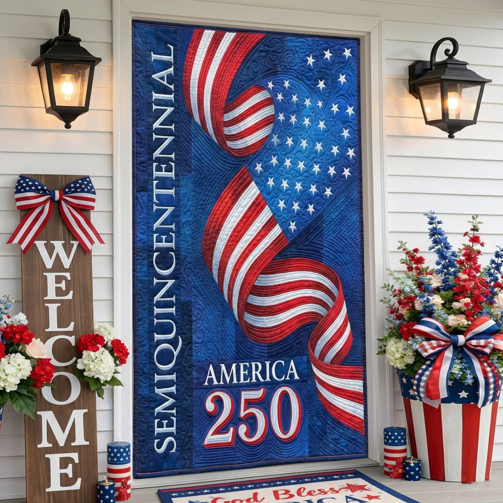 Freedom Ribbon Quilted Door Curtain printed door curtain