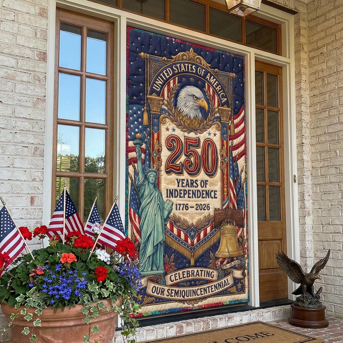 Freedom Tribute Quilted Door Curtain printed door curtain