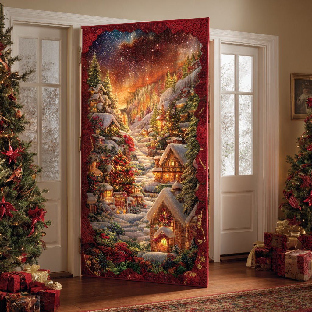 Frost Lantern Village Quilted Door Curtain printed door curtain