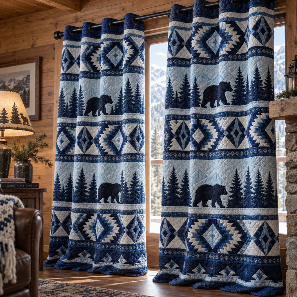 Frost Ridge Bear Quilted Curtains printed door curtain