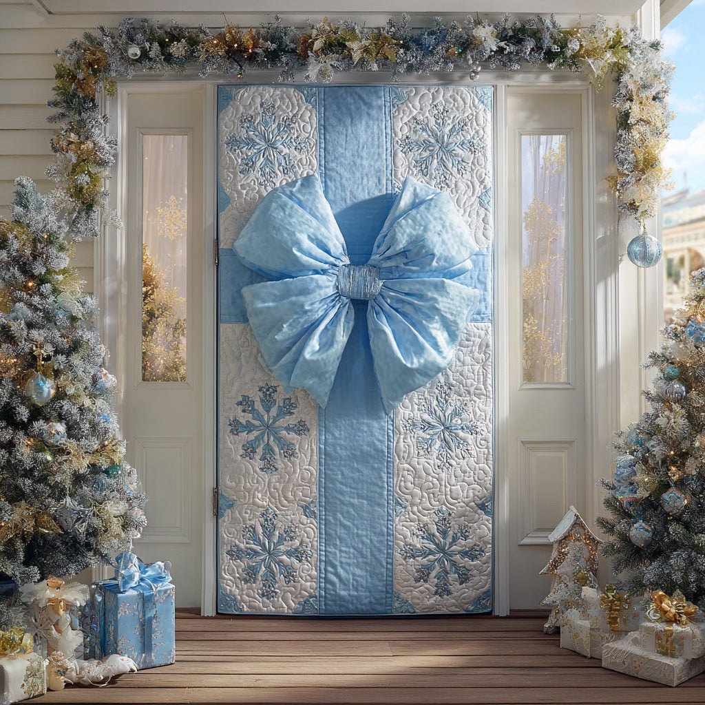 Frosted Bow Lace Quilted Door Curtain printed door curtain