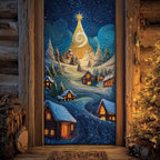 Frosted Village Quilted Door Curtain printed door curtain