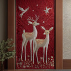 Frostlight Deer Pair Quilted Door Curtain printed door curtain