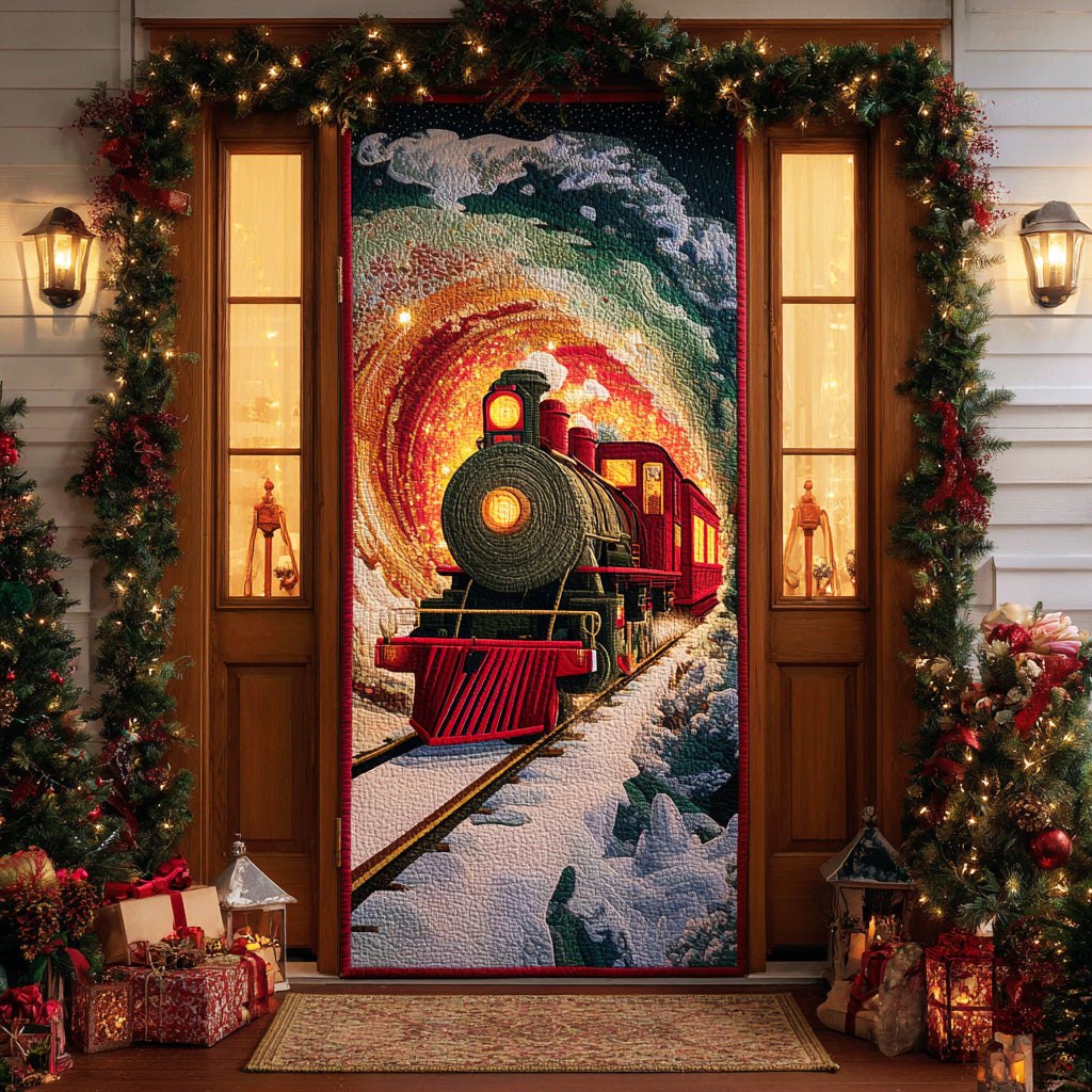 Frosty Rail Route Quilted Door Curtain printed door curtain