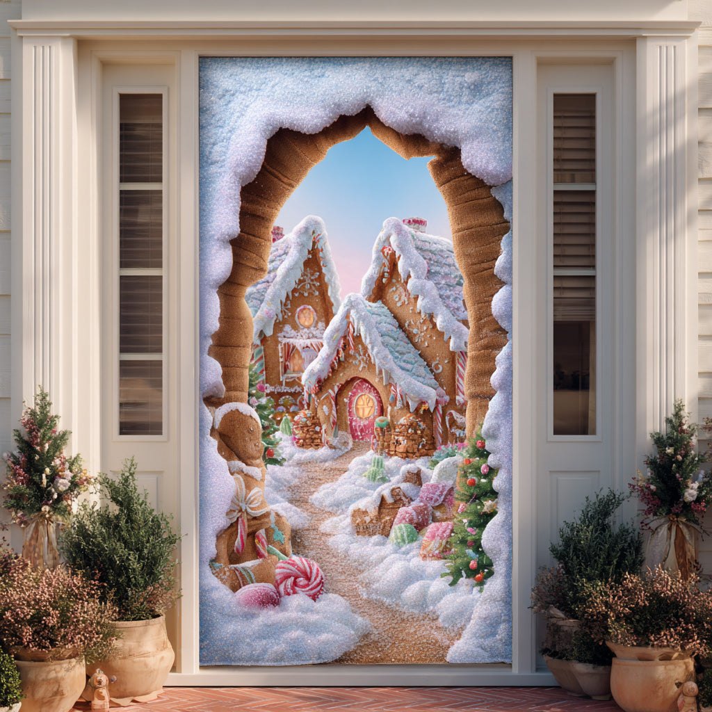 Frosty Winter Path Quilted Door Curtain printed door curtain