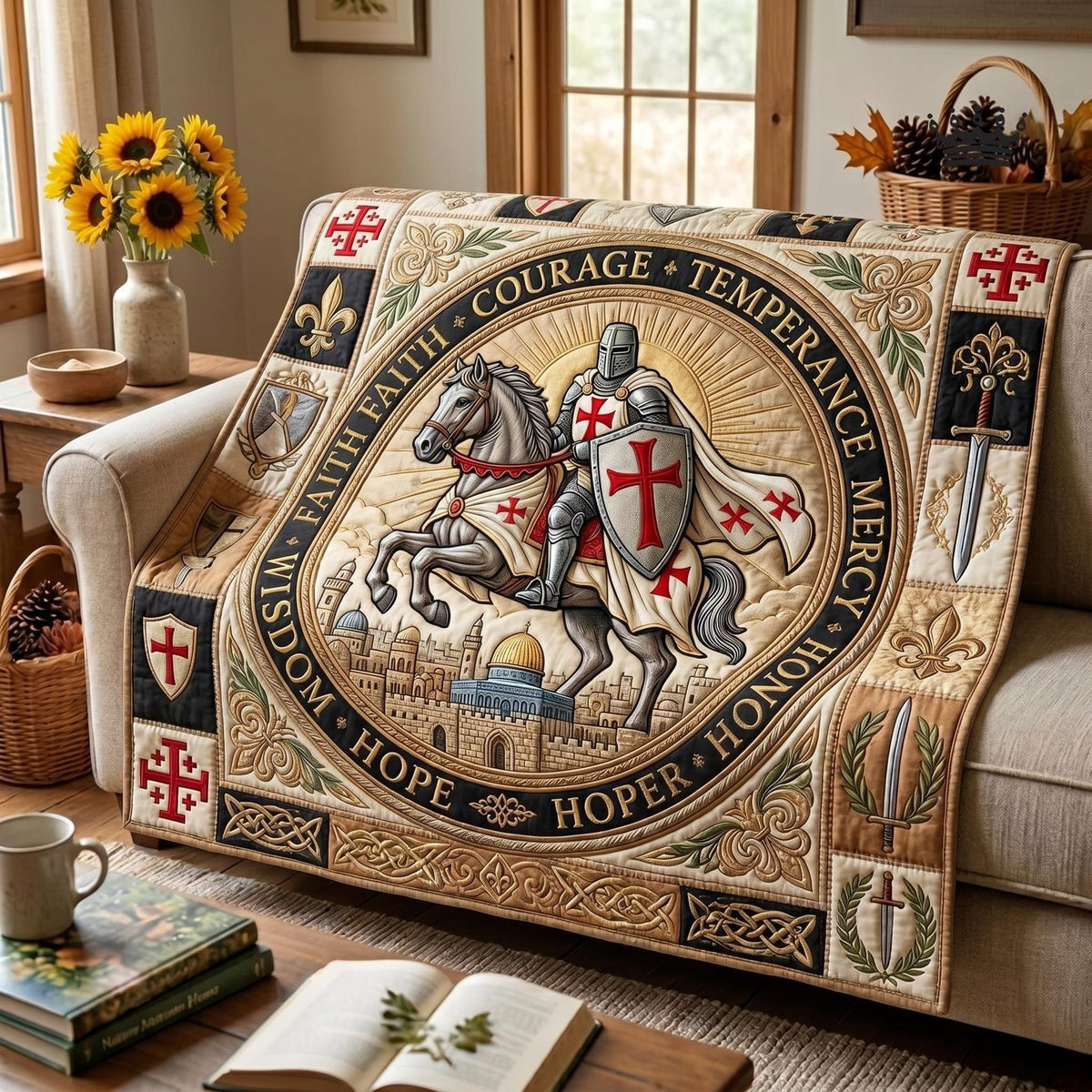 Full Armor Of God Quilted Blanket printed blanket