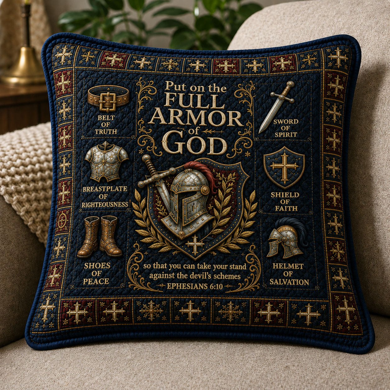 Full Armor Of God Quilted Pillow Case printed quilted cushion cover