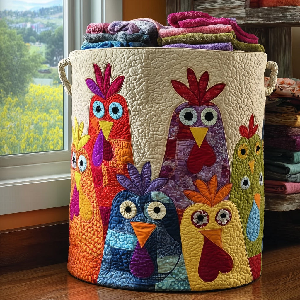Funky Chicken Quilted Laundry Hamper printed laundry hamper
