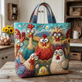 Funky Chicken Quilted Tote Bag printed quilted tote bag
