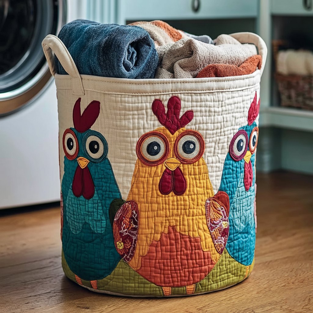 Funny Chicken Quilted Laundry Hamper printed laundry hamper