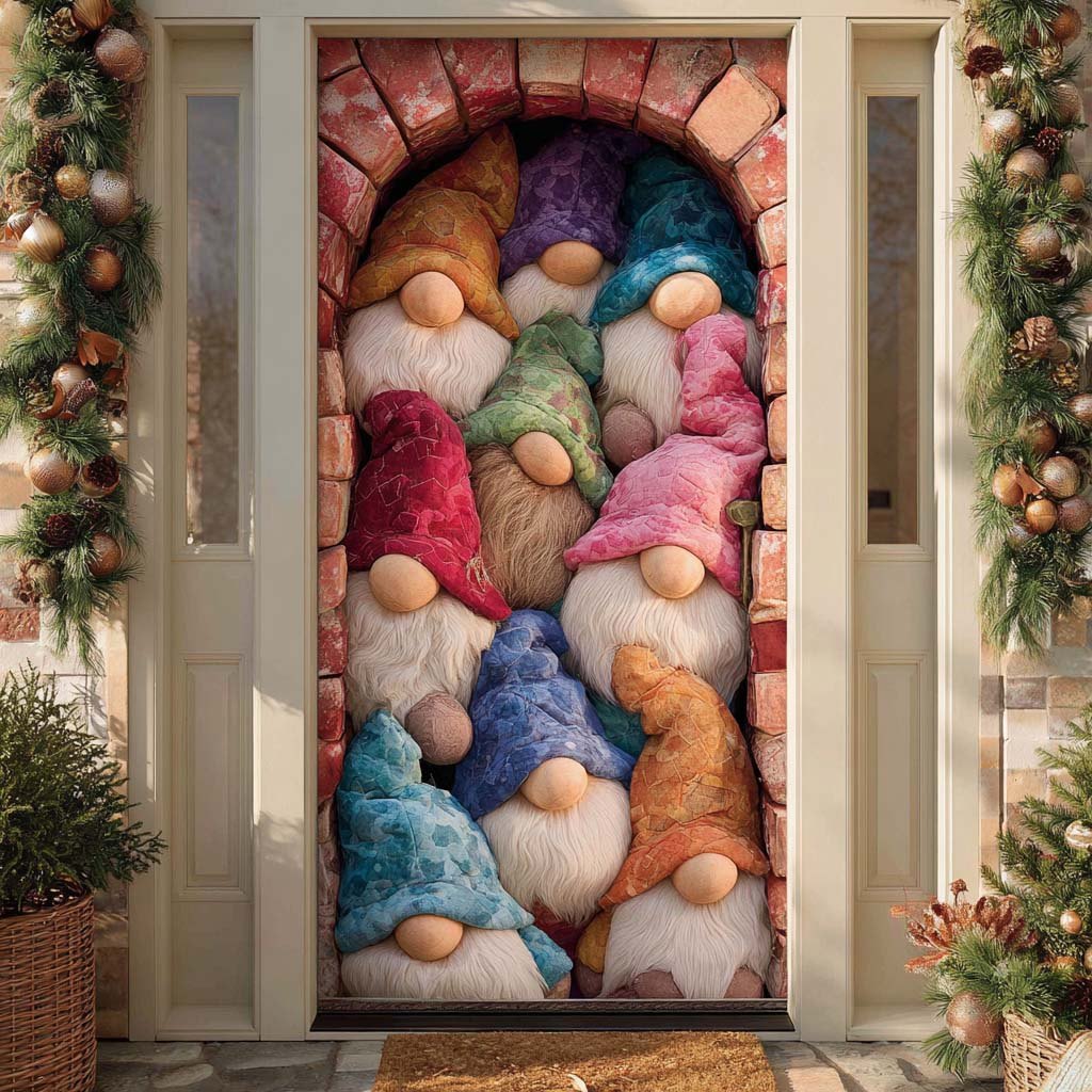 Fuzzy Pile Gnomes Quilted Door Curtain printed door curtain