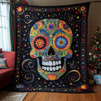 Galaxy Skull Quilted Blanket printed blanket