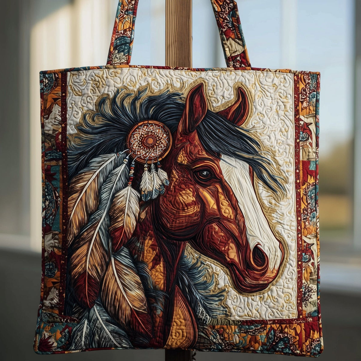 Galloping Spirit Quilted Tote Bag printed tote bag