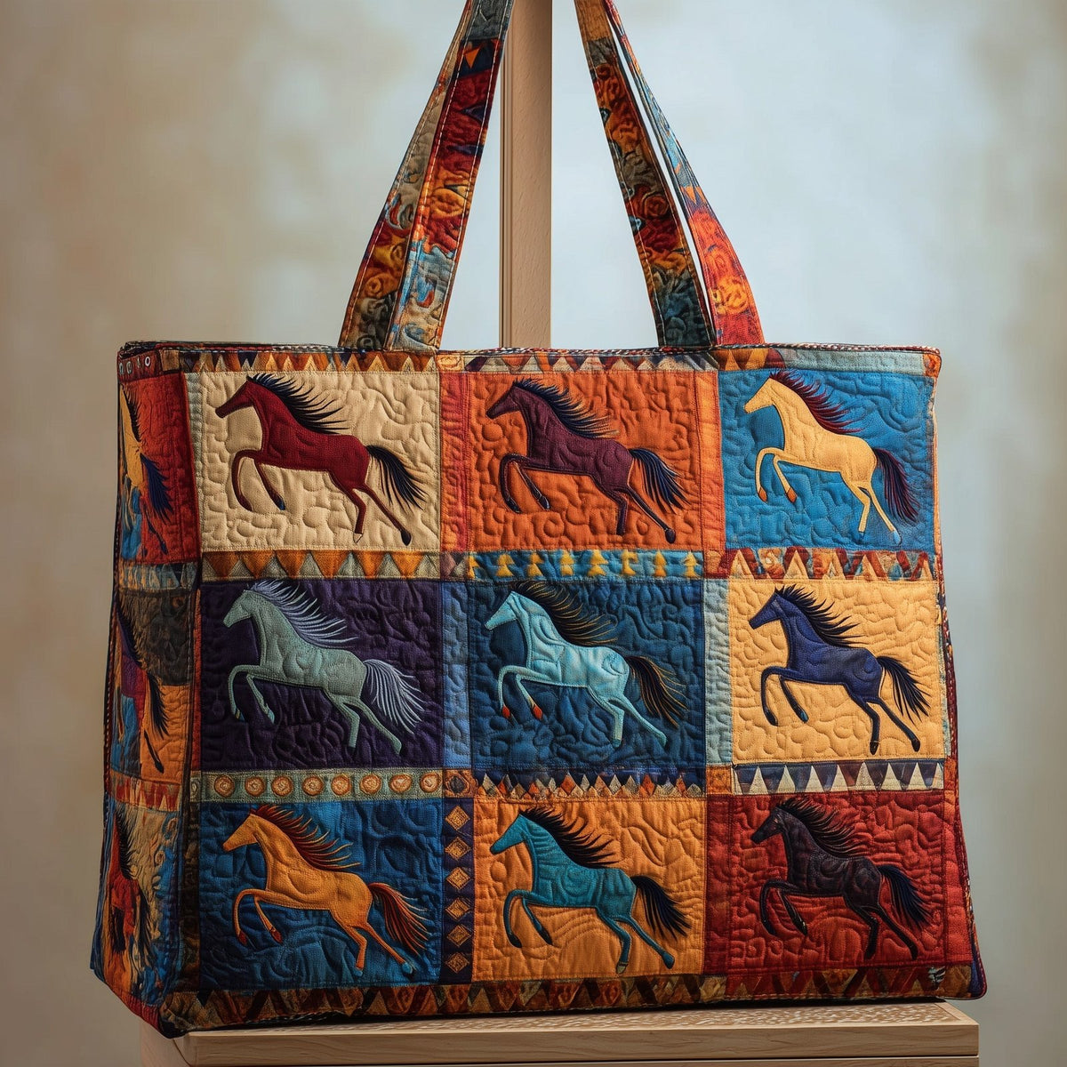 Galloping Spirit Quilted Tote Bag printed tote bag