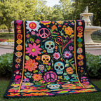 Garden of Skull Quilted Blanket printed blanket