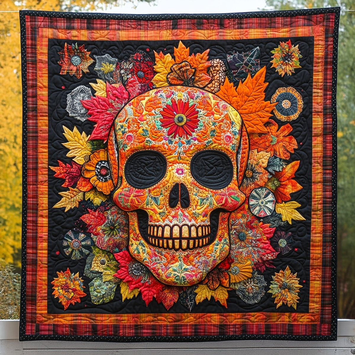 Garden of Skulls Quilted Blanket printed blanket
