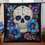Garden Skull Bloom Quilted Blanket printed blanket