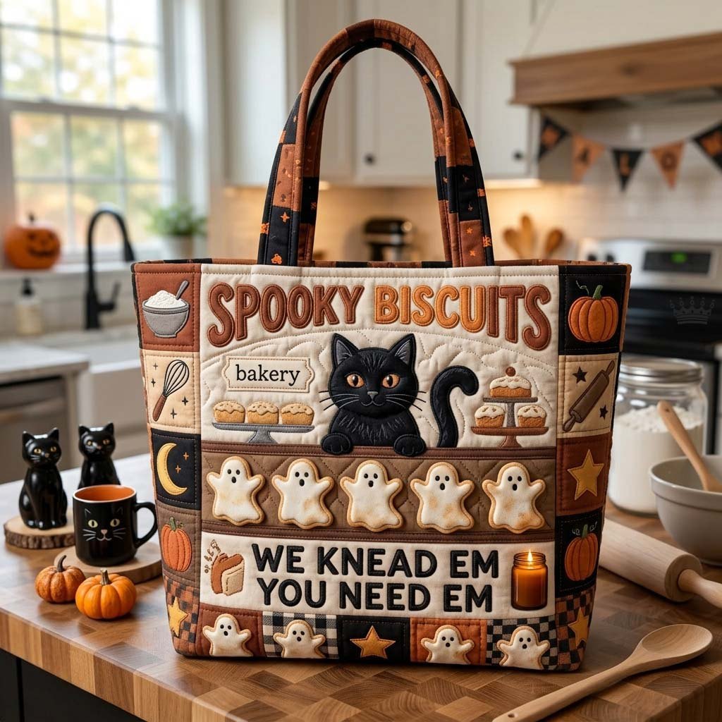Ghost Biscuit Tray Quilted Tote Bag printed tote bag