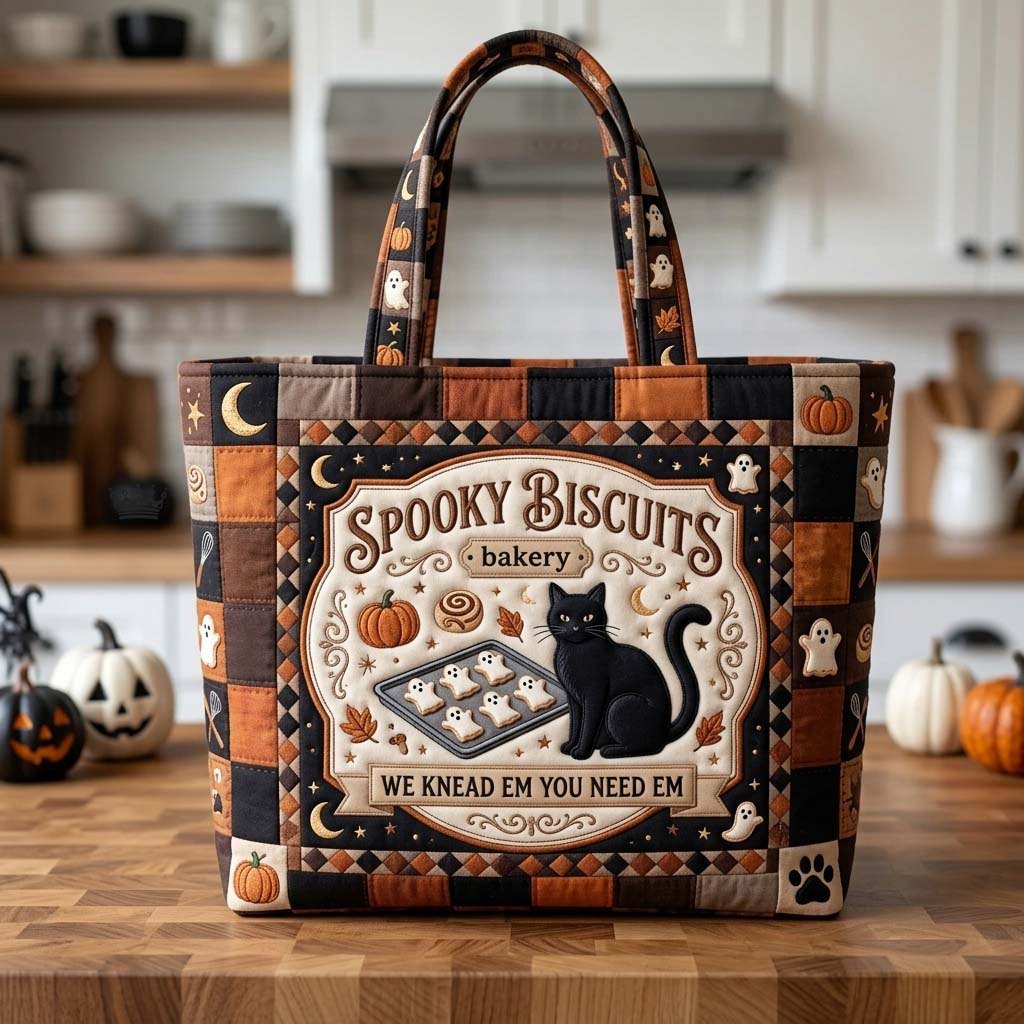Ghost Cookie Bakery Quilted Tote Bag printed tote bag