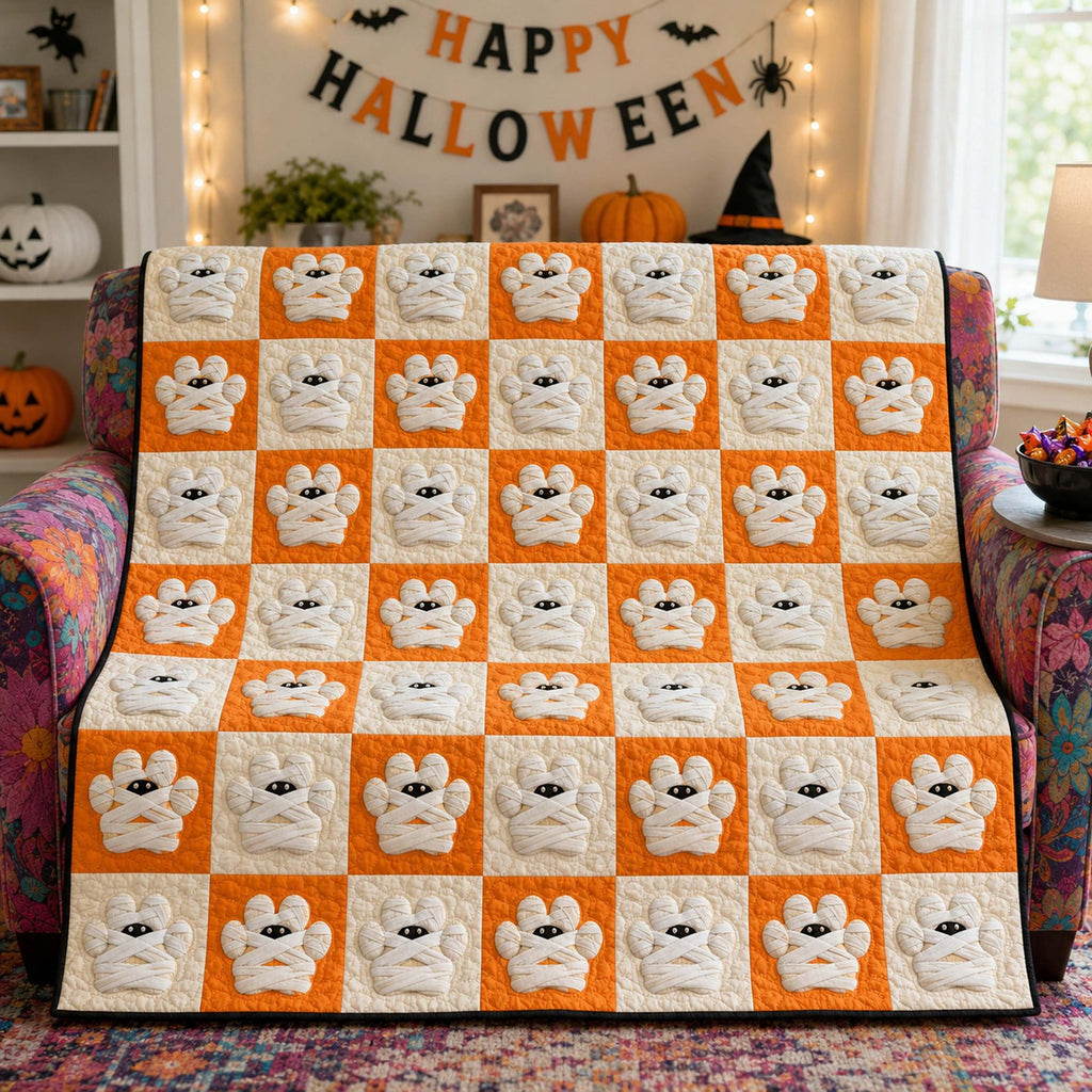 Ghost Paws Quilted Blanket printed blanket