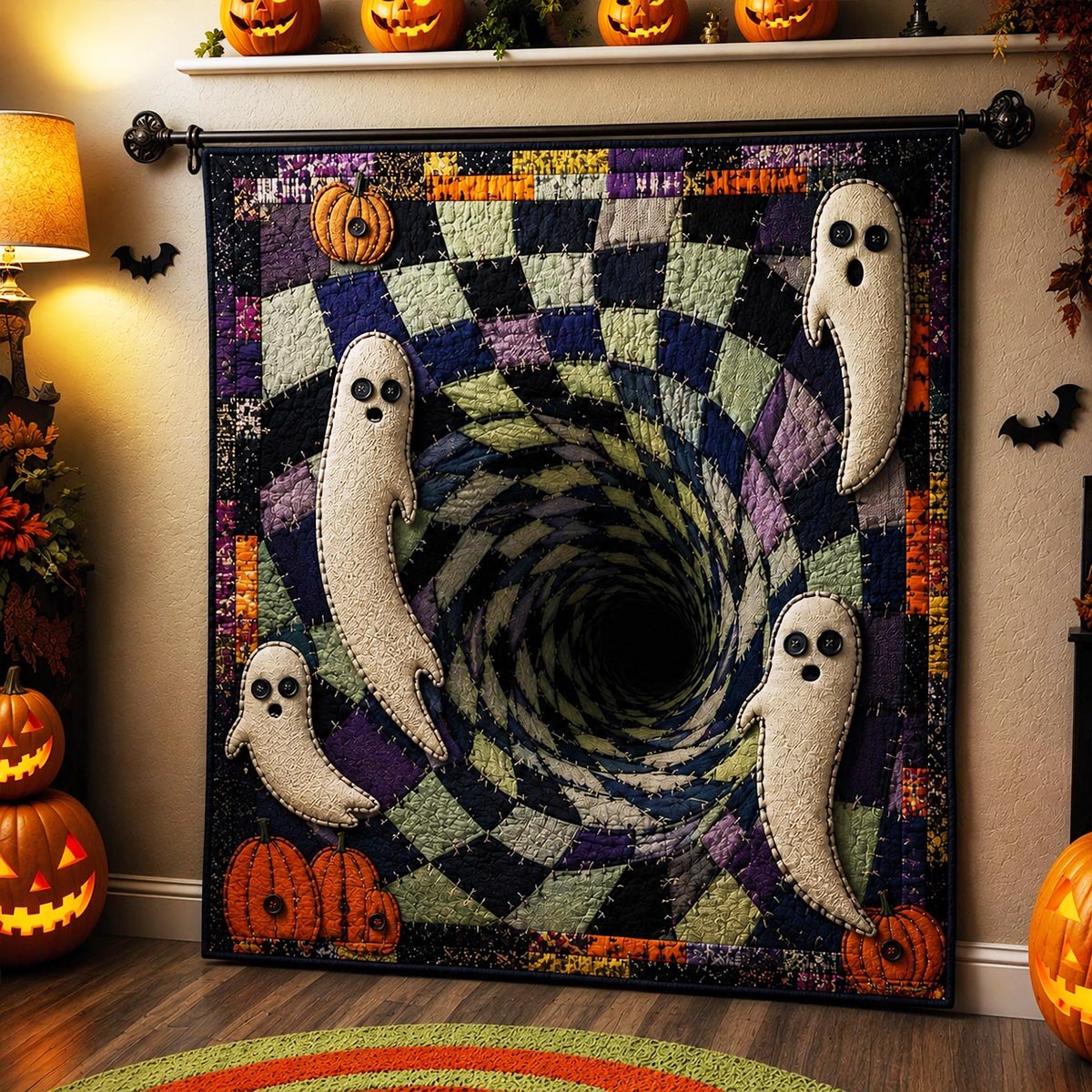 Ghost Whirl Quilted Blanket printed blanket
